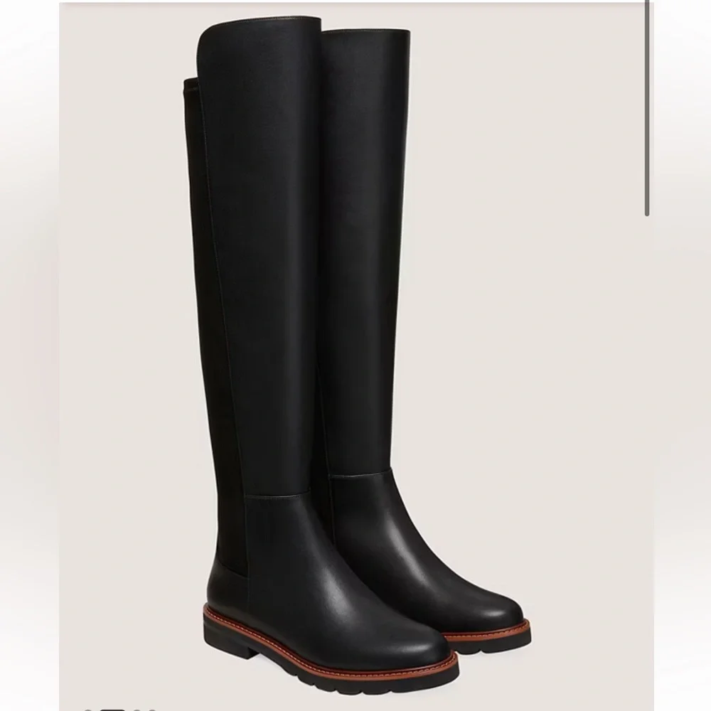 Stuart Weitzman women ADRINA CITY BOOT leather  black size 6.5 like new